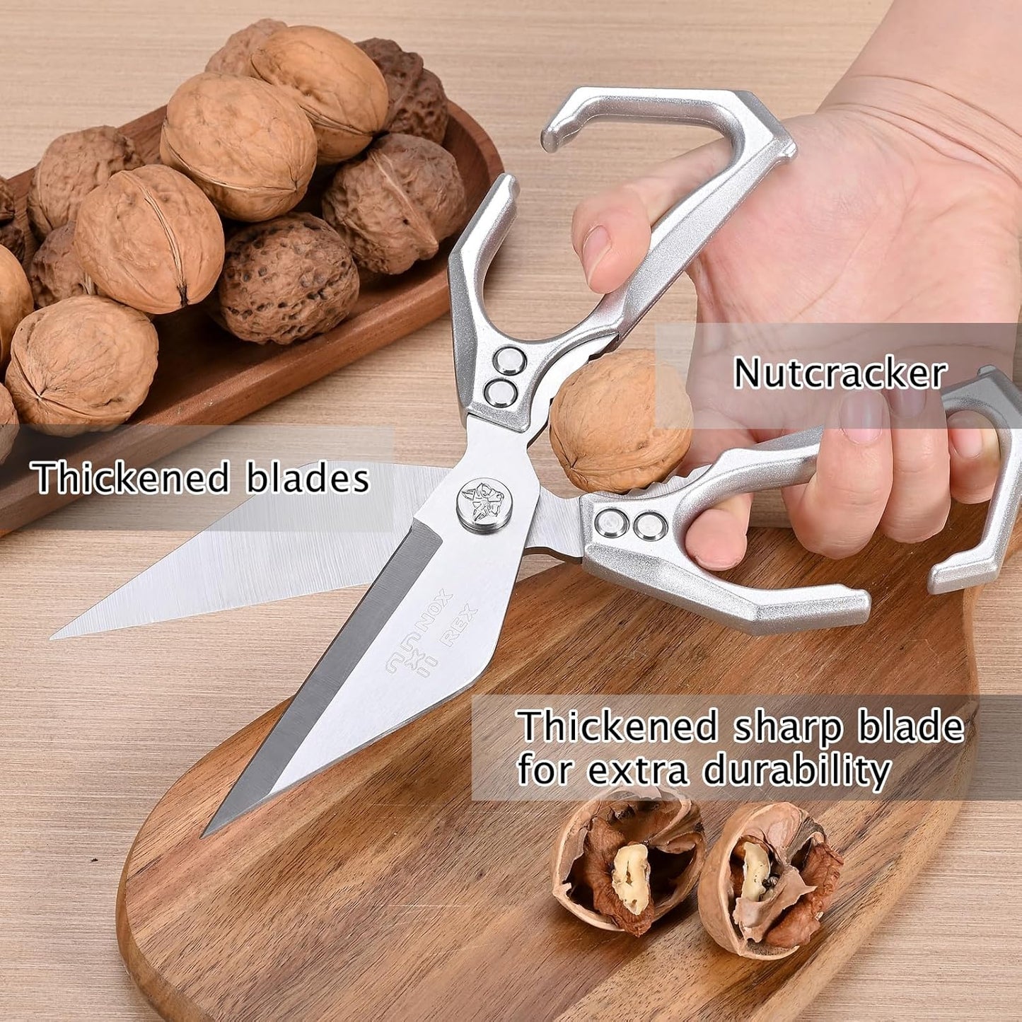 Kitchen Shears,Poultry Scissors,Stainless Steel Heavy Duty Scissors,Universal metal handles for both left and right hands,dishwasher safe shears sharp for Meat/food/Home/courtyards