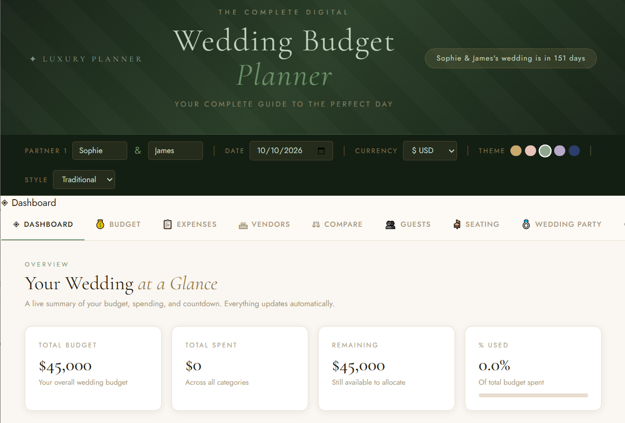 Luxury wedding planner desk with checklist, flowers, and ribbon swatches